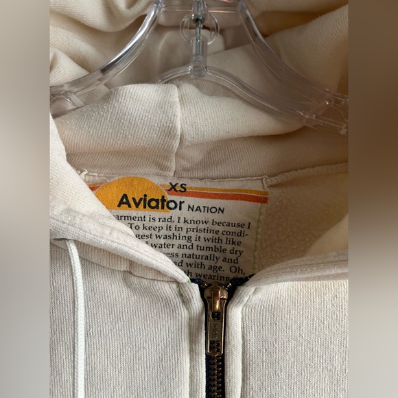 Aviator Nation Ivory Bolt Zip Up Hoodie XS - Picture 4 of 6